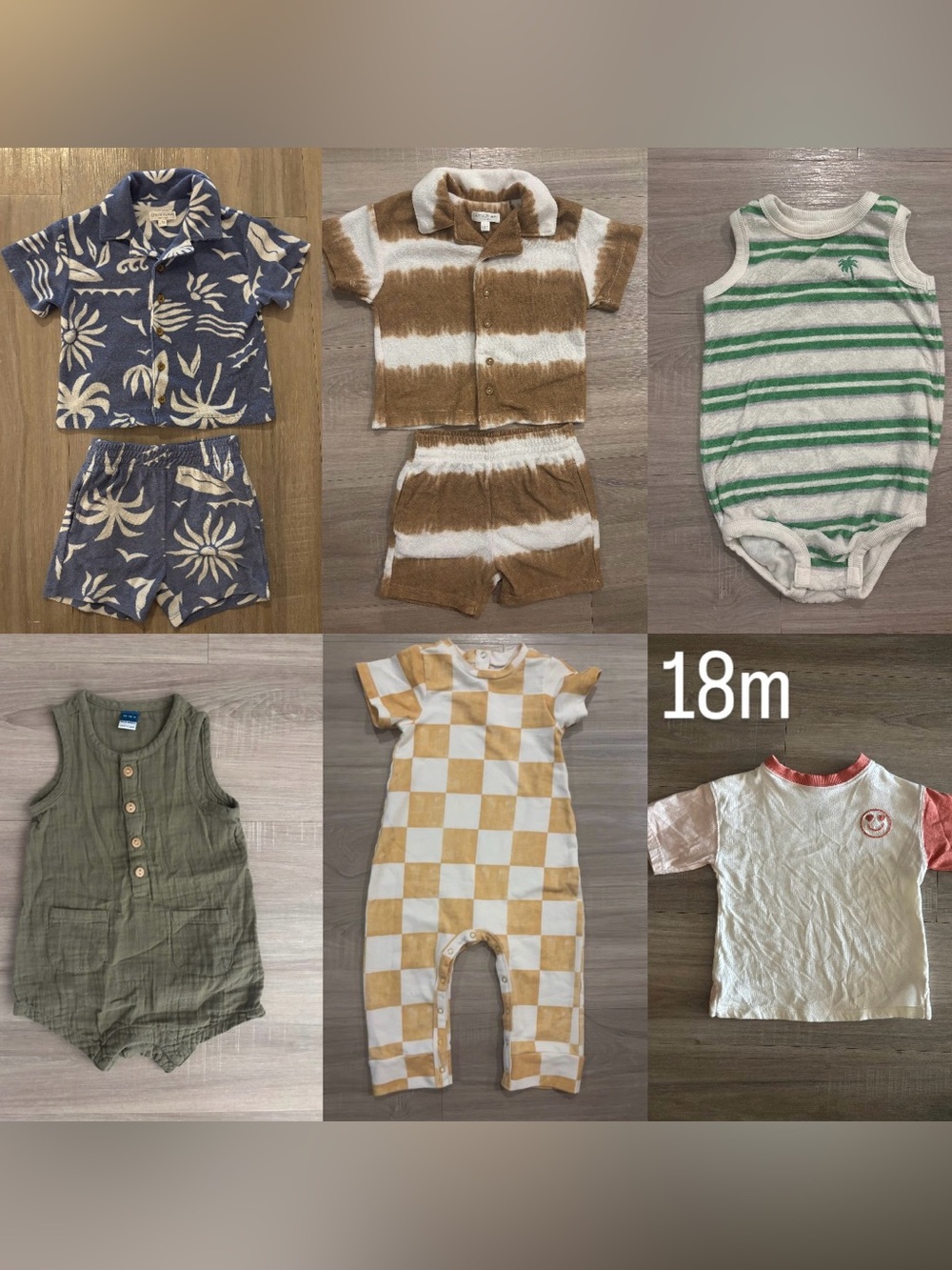 Little Co and Grayson Mini ON 12/18M boy Bundle Rompers Terry Sets Euc